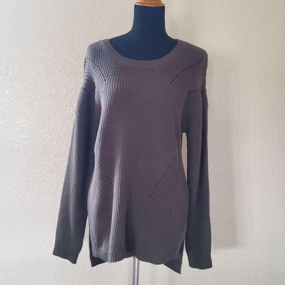 bobi Black Ari Army Green Ribbed Cable Knit Pullover Tunic Sweater Size M New